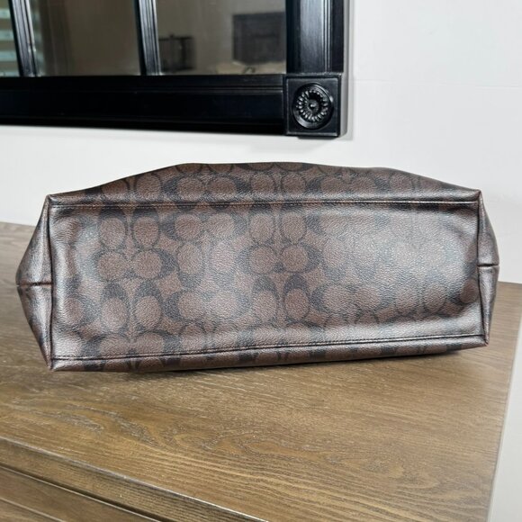 Coach Peyton Signature Chain Tote — Brown/Tan Monogram - Picture 13 of 15